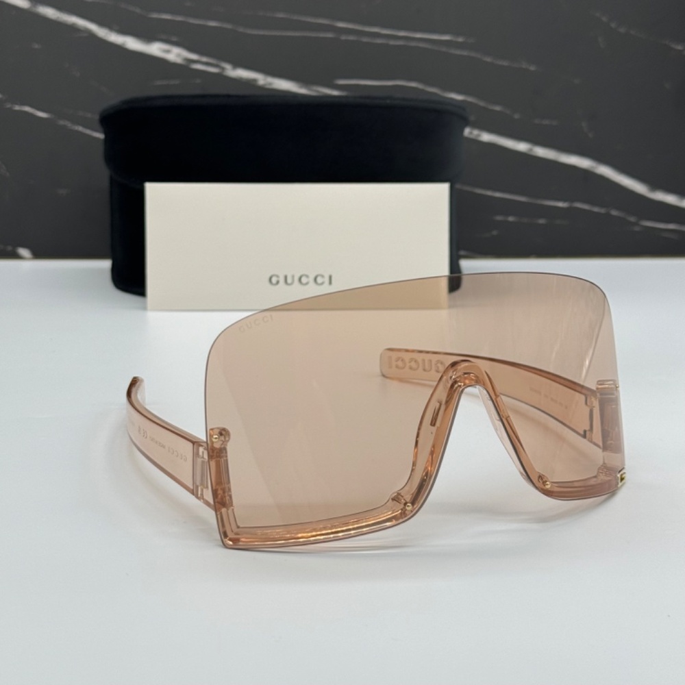 NEW GG1631S 010 GUCCI SUNGLASSES SHIELD CREAM EYEWEAR GUCCI MASK EYEWEAR - Picture 3 of 13
